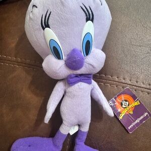 Warner Bros. Purple Tweety Plush with Blue Eyes and Purple Bow